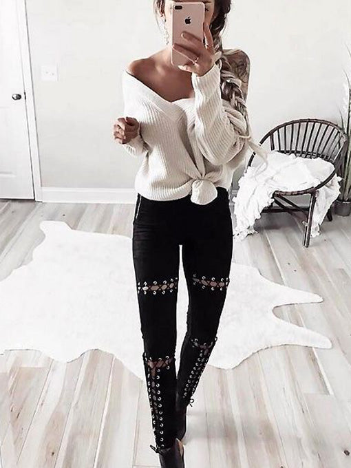 Lace Up Leggings – Black Heart Fashion